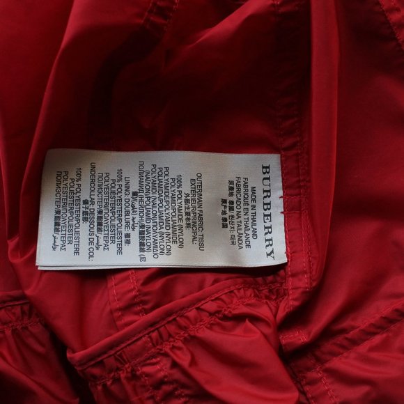 Burberry Brit Military Red Nylon Belted Double Breasted Trench Jacket Size 6 - Picture 14 of 14